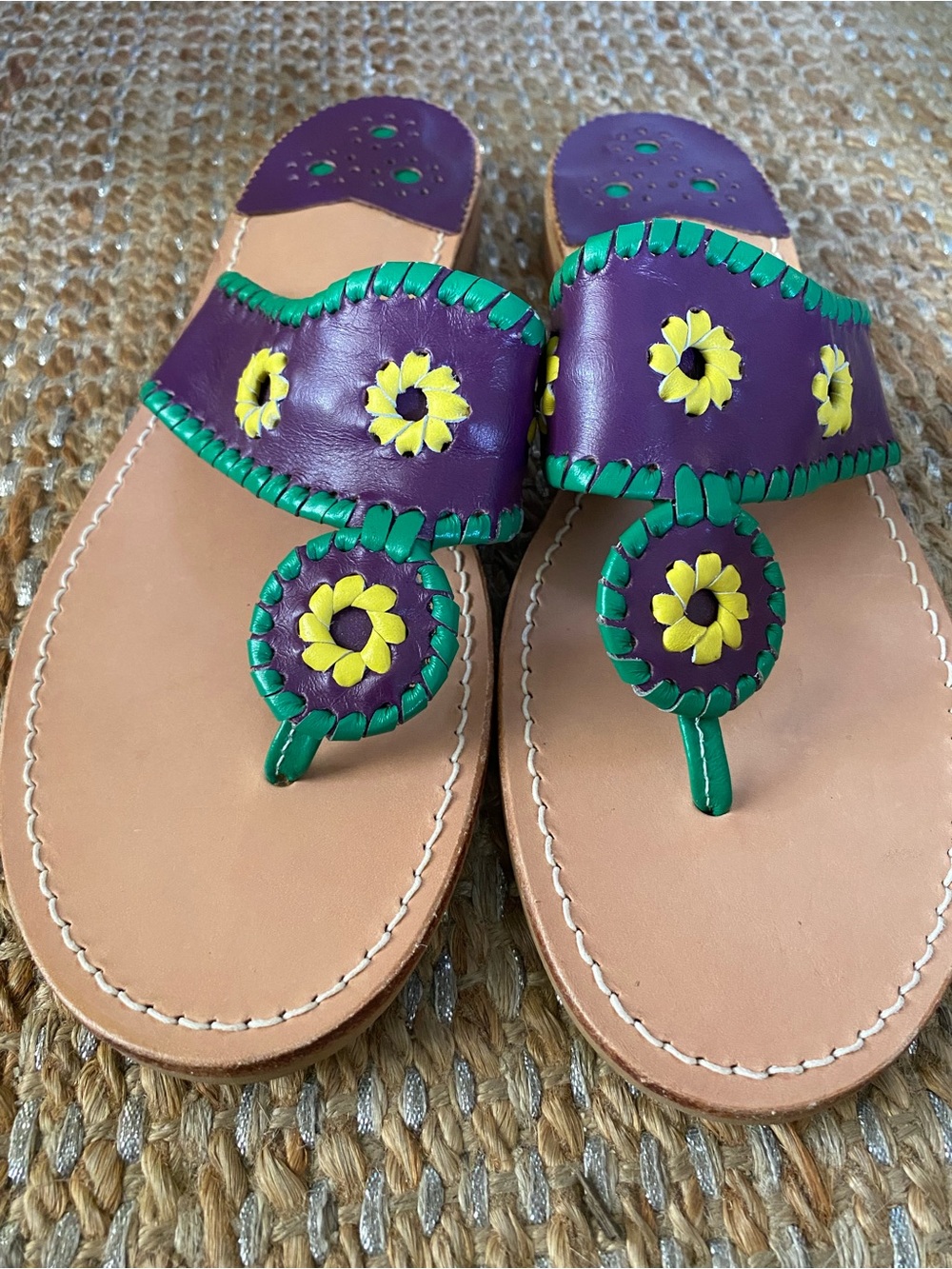 Rare Jack Rogers x Kenny Scharf Limited Edition Daisy Sandal Purple Green 10M - Picture 2 of 10